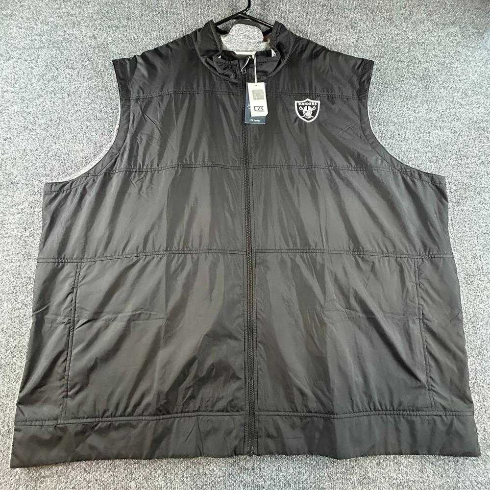 Raiders Cutter & Buck Black Stealth Hybrid Quilted Vest Men's 5XB NWT CB DryTec